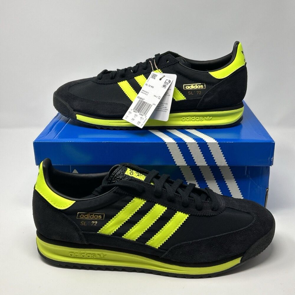 NEW adidas Originals SL 72 RS Men’s Black Yellow Sneaker IG4647 Size 11